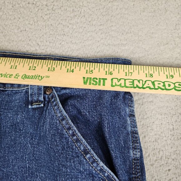 Wrangler Carpenter Jeans Men's 34x32 Dark Wash Workwear Denim Pants Blue Stretch - Picture 3 of 11